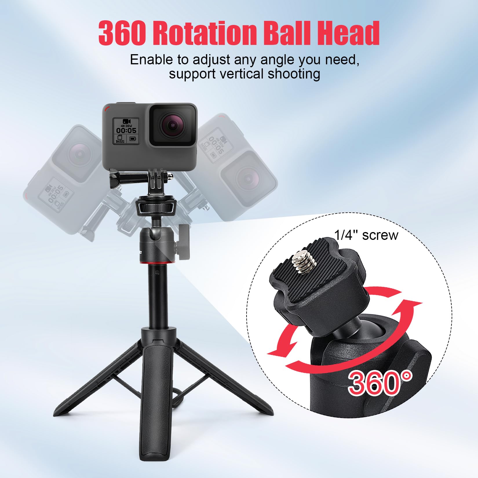 Soporte extensible para vlog, mini trípode para cámara de selfie, altura ajustable de 8 a 23.6 pulgadas, rotación de 360 grados, trípode de viaje ligero para vlogging, transmisión en vivo