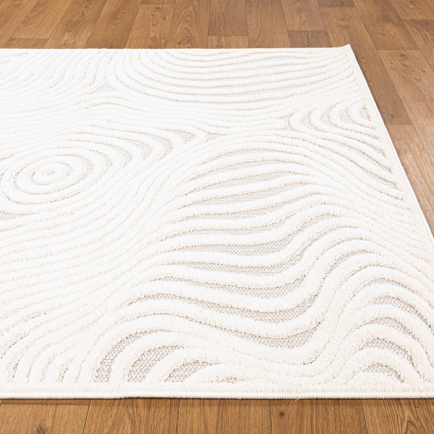 LUXE WEAVERS Abstract Swirl Cream 2x3 Area Rug, Modern Shapes Carpet
