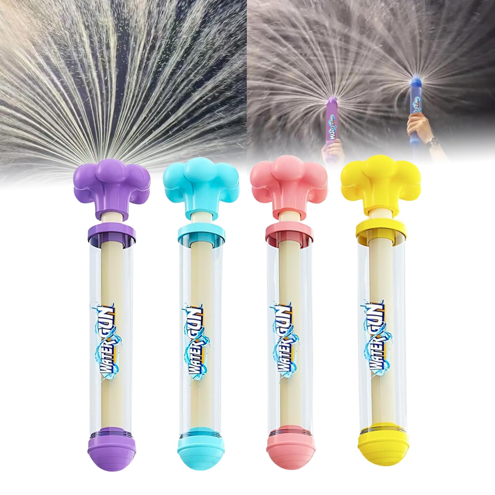 4PCS Firework Water Gun for Kids: 8-10m Fireworks Spray, 3-Second Quick Fill, Pressure Pull-Out - High Pressure Fireworks Style Water Spray Pistol Outdoor Pool Beach Garden Backyard Camping