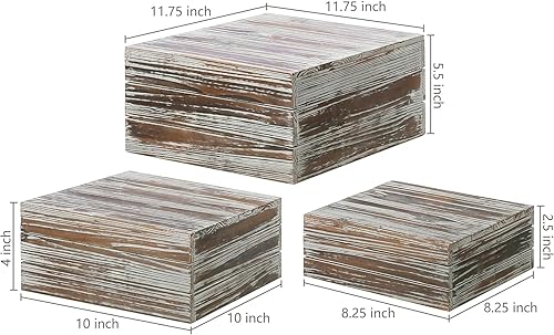 Miniatura 4 de MyGift - Juego de 3 soportes elevadores apilables de madera