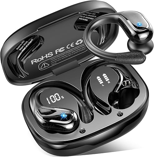Wireless Earbuds, Sport Bluetooth 5.4 Headphones 2026 New Bluetooth Earbuds with 75Hrs Stereo, 4 ENC Mic, Noise Canceling Over-Ear Buds with