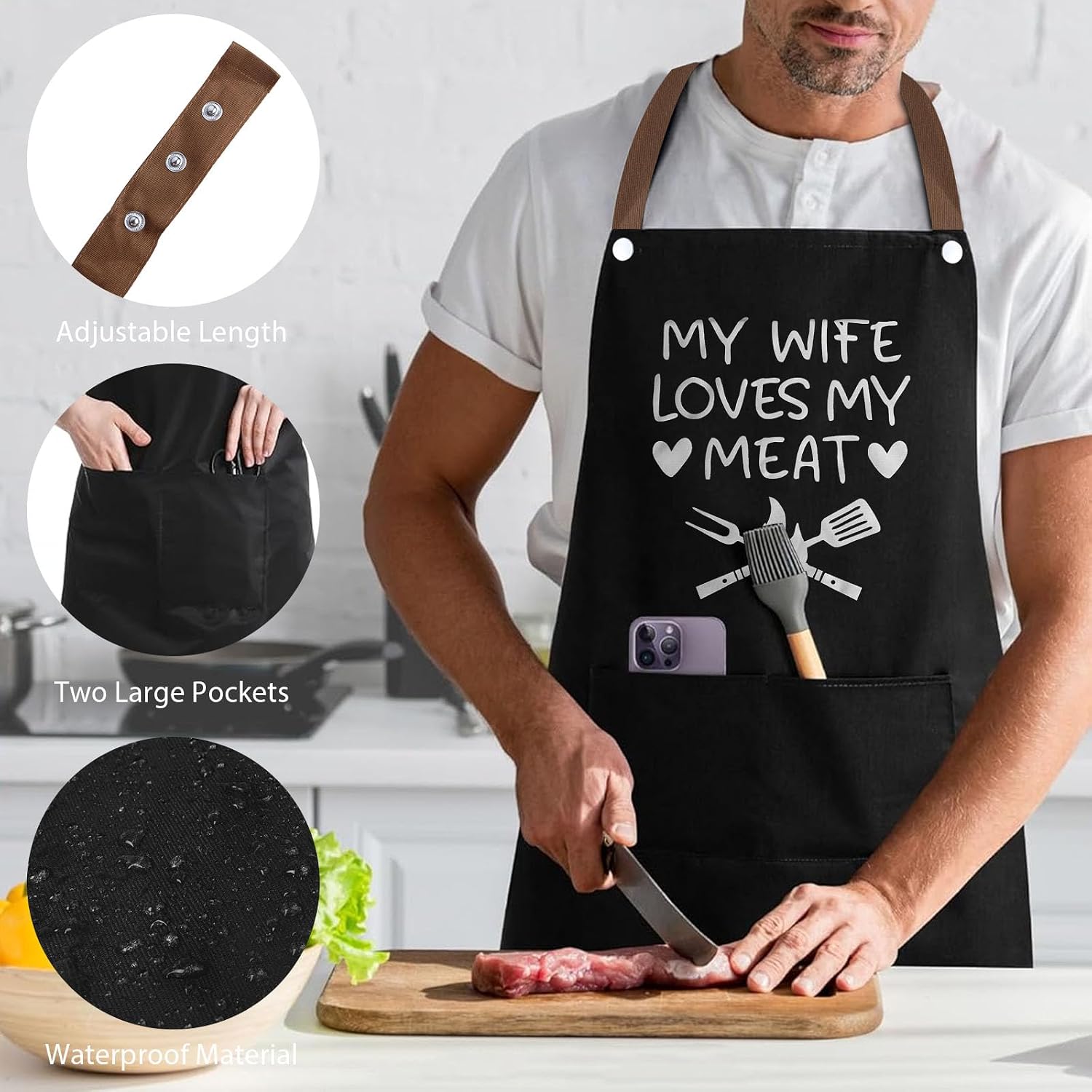 Gifts for Husband, 8PCS Husband Birthday Gift Set Includes Tumbler Straw Apron Socks Key Chain, Best Ever Husband Christmas Gifts from Wife for Valentines Day Anniversary Birthday Christmas image 4