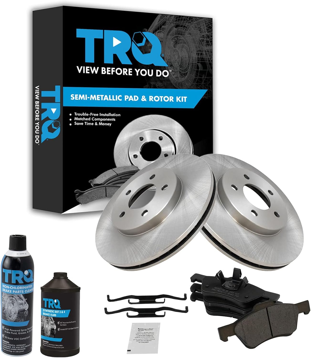 TRQ Front Brake Pad & Rotor Kit Brake Chemical Kit Brake Pads Brake Rotor Semi-Metallic Compatible with 2005-2011 Ford Escape Mazda Tribute 2005-2010 Mercury Mariner