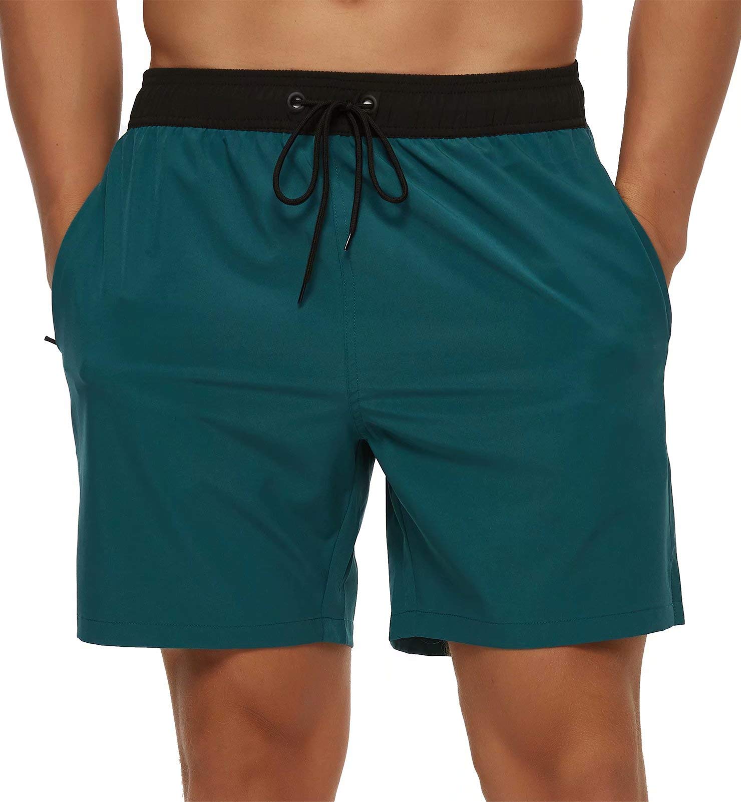Tyhengta Men's Swim Trunks Quick Dry Beach Shorts with Zipper Pockets and Mesh Lining