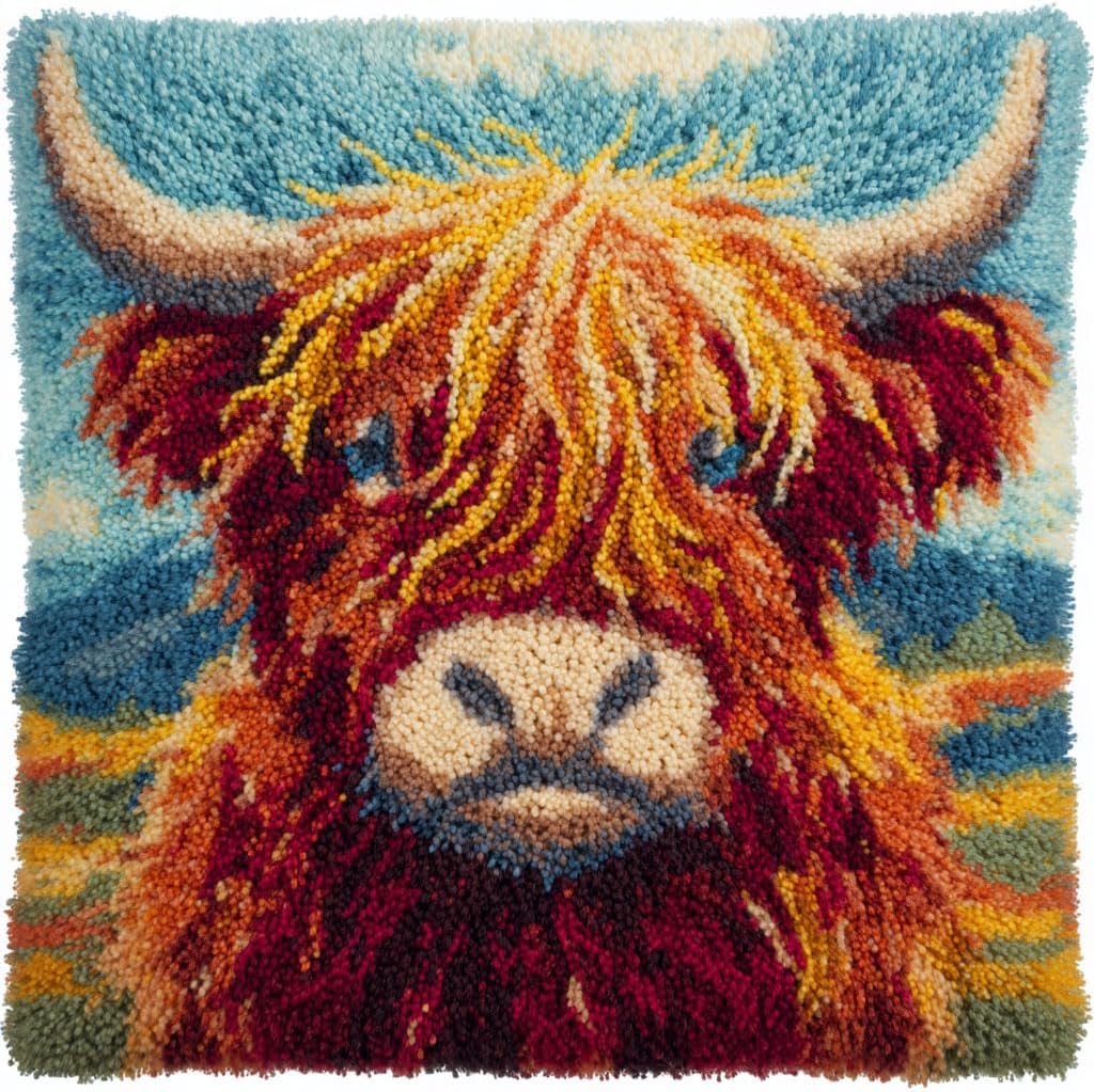 AMBATTERY Latch Hook Kits Pillow Cartoon Bell Crochet Yarn Preprinted Pattern Needlework Kit DIY Pillowcase Hook Rug Crafts Kits,Handmade Pillow Cover Cushion 17x17inch