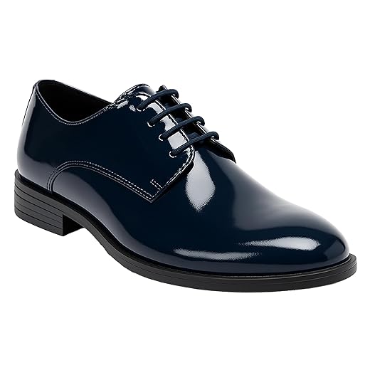 SIRRI Sapato social masculino Derby Patente formal com cadarço e formatura