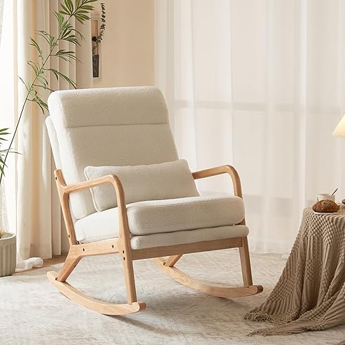 JOYBASE Mecedora mecedora, silla mecedora para guardería, silla mecedora de enfermería, moderna y cómoda con respaldo alto para interiores, sala de