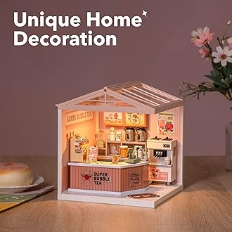 Wowood Super Creator-Mini Blocks Model Building Set for Adults, Miniature Plastic House Kit Super Store-Building Blocks Toys for Adult, DIY Crafts/Hobbies for Adult (Double Joy Bubble Tea)