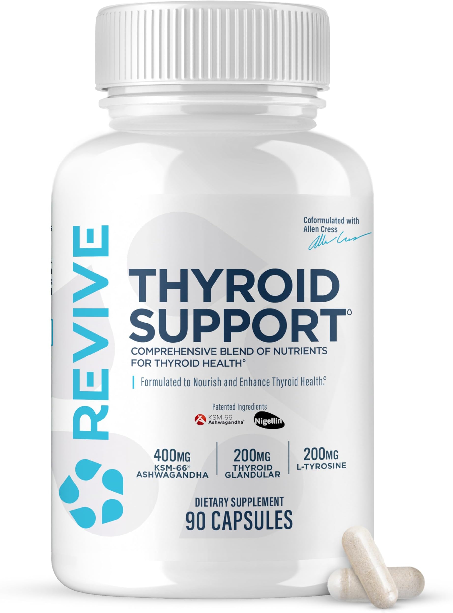 MD Thyroid Support Supplement for Men & Women - Comprehensive Blend of Nutritents Supports Healthy Thyroid Function with Essential Vitamin, Minerals & Herbs (90 Capsules, 30 Servings)
