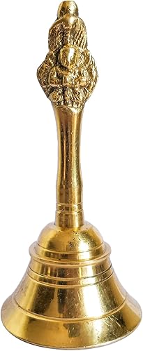 GURU JEE Latón Gannti Campana de mano Pequeño Cascabel Musical para Puja Pooja Templo de Oración Mandir Home Regalos Showpiece Puja Artículos 4