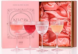 Nick and Nora Cocktail Glasses - Coupe Glasses Set of 4, Vintage Ribbed ...