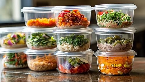 Miniatura 4 de X PACK Recipientes reutilizables con tapas, recipientes duraderos de almacenamiento de alimentos, recipientes para preparar comidas, sin BPA,