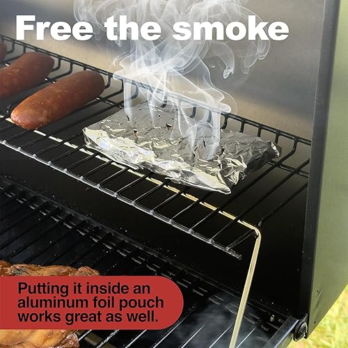 Miniatura 8 de Chips de madera para ahumador (4 sabores) Chips de madera de manzana, mezquite, nogal y cereza para ahumar, asar a la parrilla y acampar, 180 pies