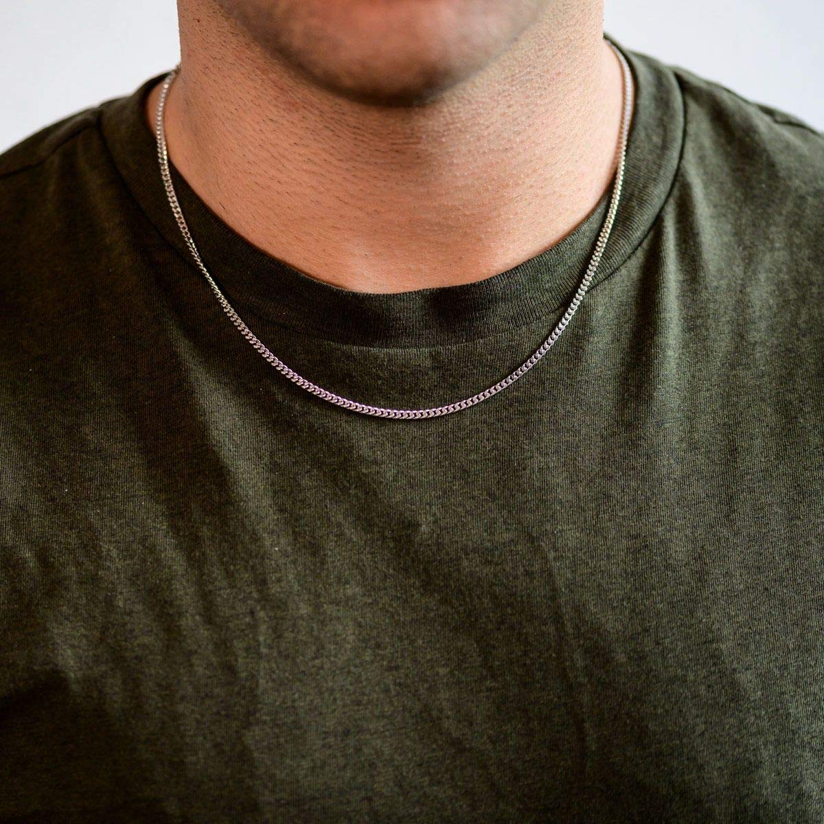 MATERIA by Matthias Wagner 3mm Panzerkette Silber 925 diamantiert rhodiniert Halskette Herren Damen