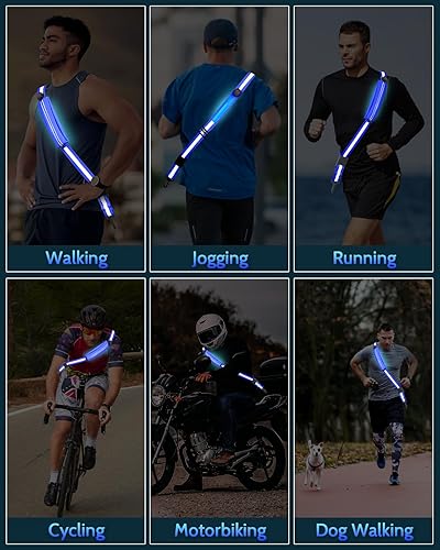 Miniatura 7 de LED Reflective Belt Sash - 5 Lights Colors & 3 Light Modes High Visibility Night Safety Belt, Rechargeable Light Up Running Gear Adjustable Vest
