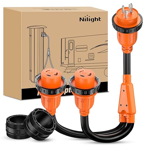 Miniatura 56 de Nilight Cable adaptador de bloqueo para caravana de 15 amperios a 50 amperios de cobre puro resistente calibre 10 ETL listado 5-15P a SS2-50R