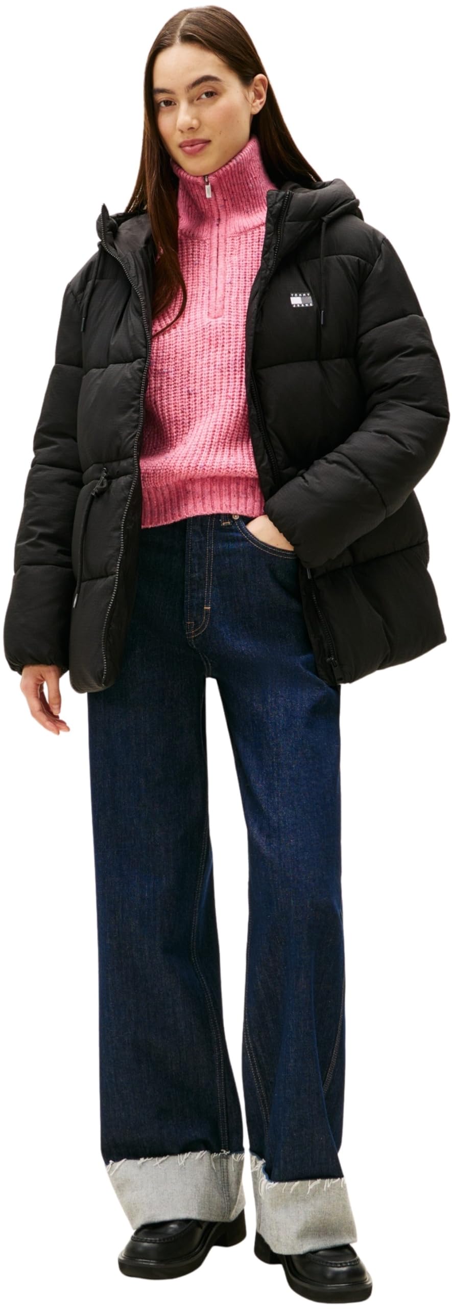 Tommy Jeans Tjw Hooded Midi Puffer Jacket Dw0dw21626 Piumino Donna (Pacco da 1)