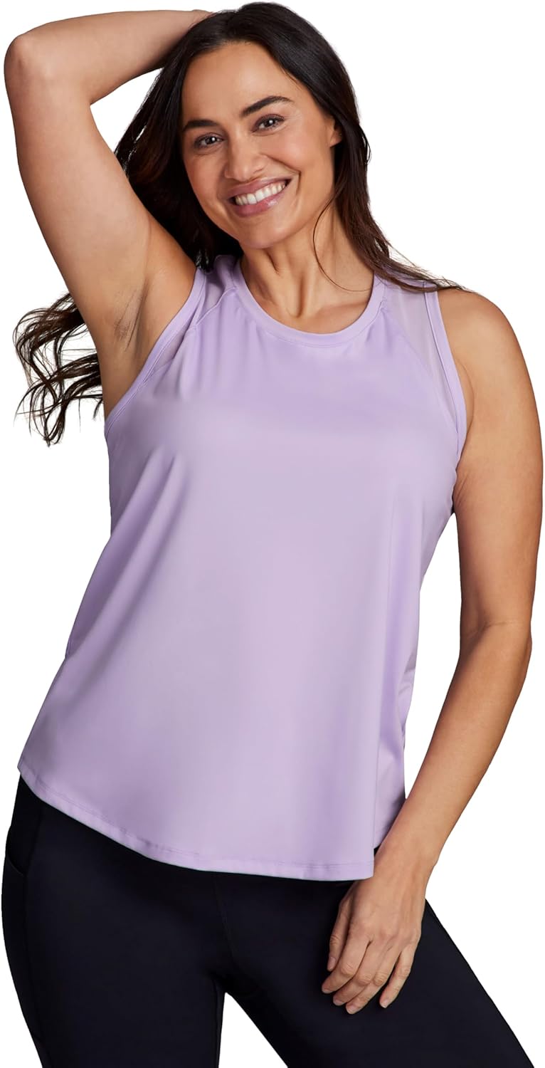 RBX Active Women's Workout Top with Breathable Mesh Panels, Quick Drying Gym Running Tank Top with Plus Sizes
