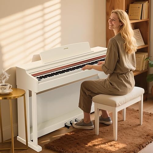 Miniatura 8 de AODSK Piano digital de 88 teclas, piano digital de acción de martillo ponderado con teclas pesadas de tamaño completo, pedal triple, juego para