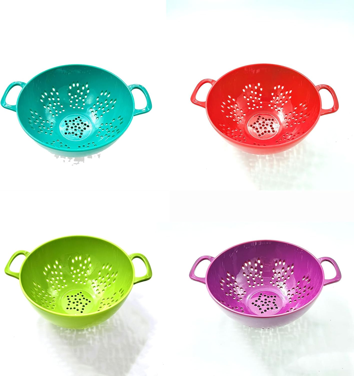4 Pcs Mini Plastic Small Fruit Strainer with Double Handles 7.5 x 6 x 3 Inch Berry mini Fruits Strainers Bowl for Berries Vegetables Fruits(4 Colors)