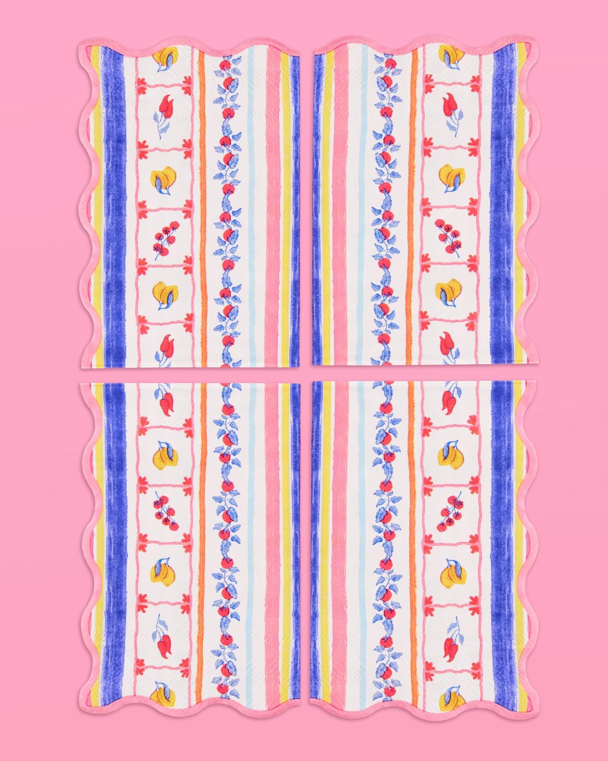 xo, Fetti Italian Capri Napkins - 25 Paper Napkins | Summer Party, Floral Bridal Shower, Bachelorette, Amalfi Italy, Lemon, That's Amore, Engagement, Stripes