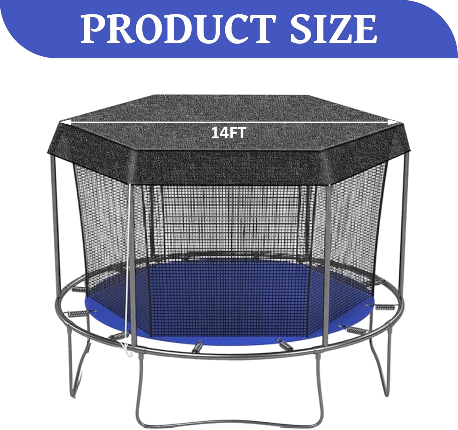 Trampoline Cover, Trampoline Shade Cover with Connecting Rope, 14 Ft Wear-Resistant Covers for Outdoor, Backyard, Playground.