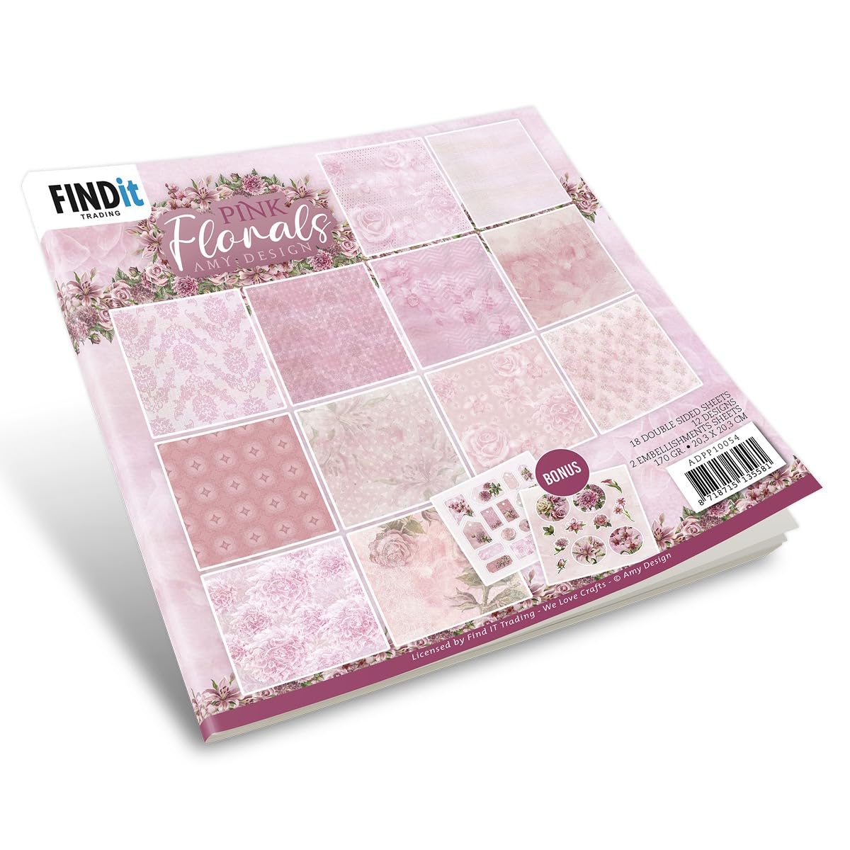 Find It TradingAmy Design Paper Pack 8"X8" 18/Pkg-Pink Florals