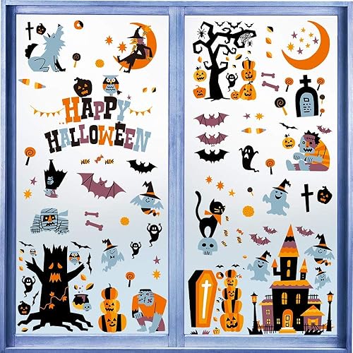 CCINEE Halloween Window Stickers - 10 Sheets Window Clings Decals