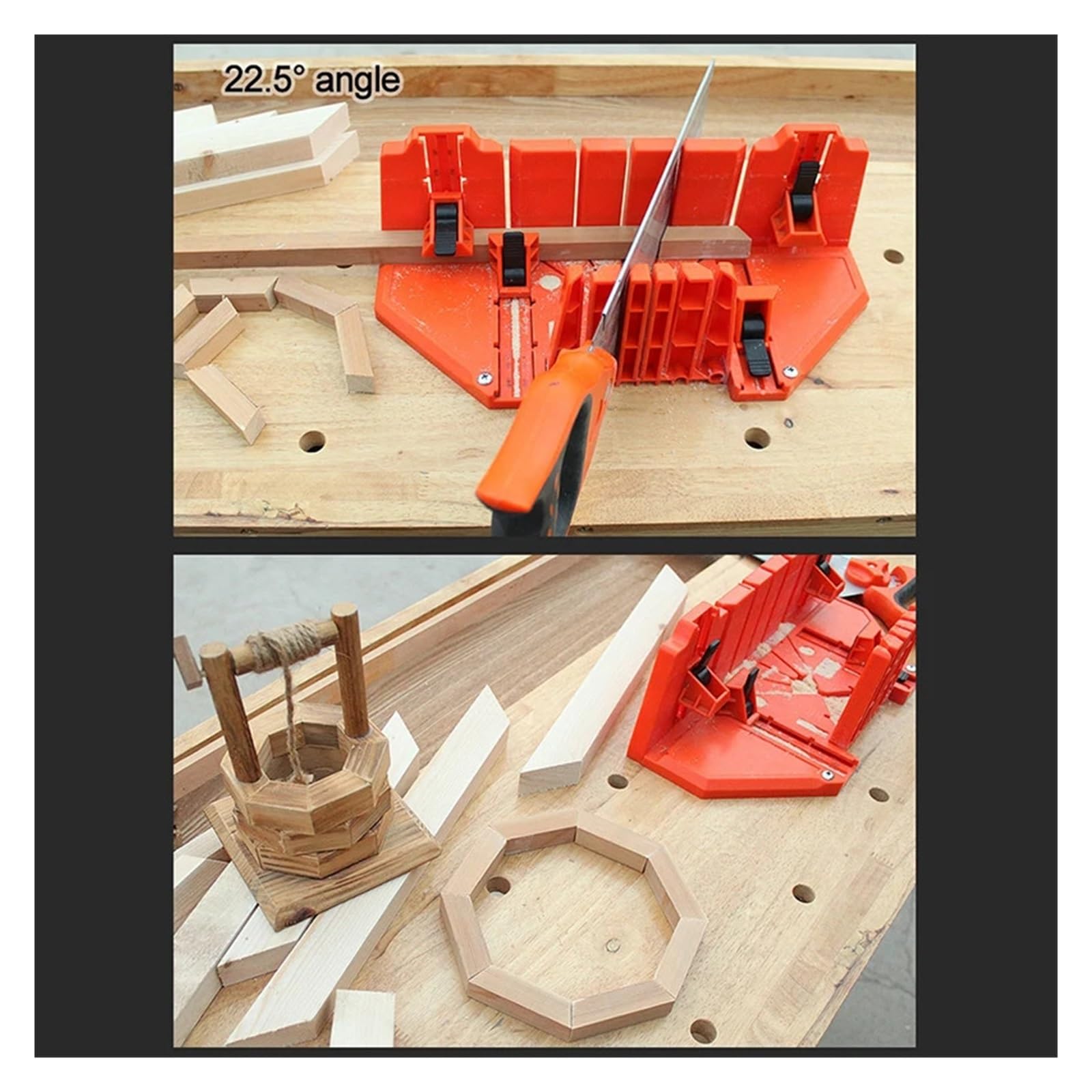 Gabinetes for sierra ingletadora de 12/14 pulgadas, herramientas manuales multifunción for carpintería, sierras manuales for carpintería de bricolaje for el hogar, caja con abrazadera para madera, plá