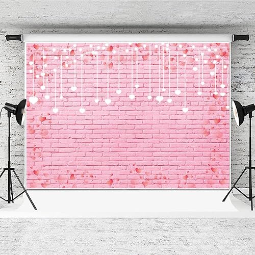 8x6ft Pink Brick Wall Backdrop Pink Love Heart Brick Texture Photography Backgro