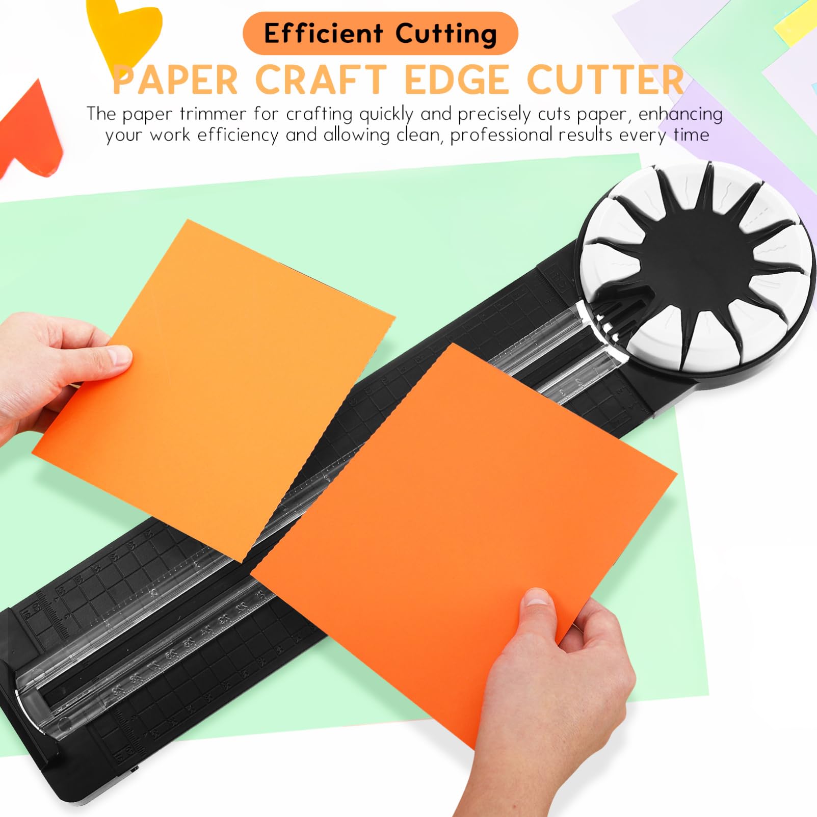 Operitacx 12-in-1 Papierkantenschneider zum Basteln, Multifunktionaler Papierschneider mit 12 Schnittmustern, Rollschneider für Scrapbooking, Karten, Fotos, Geschenkpapier und DIY Papierprojekte