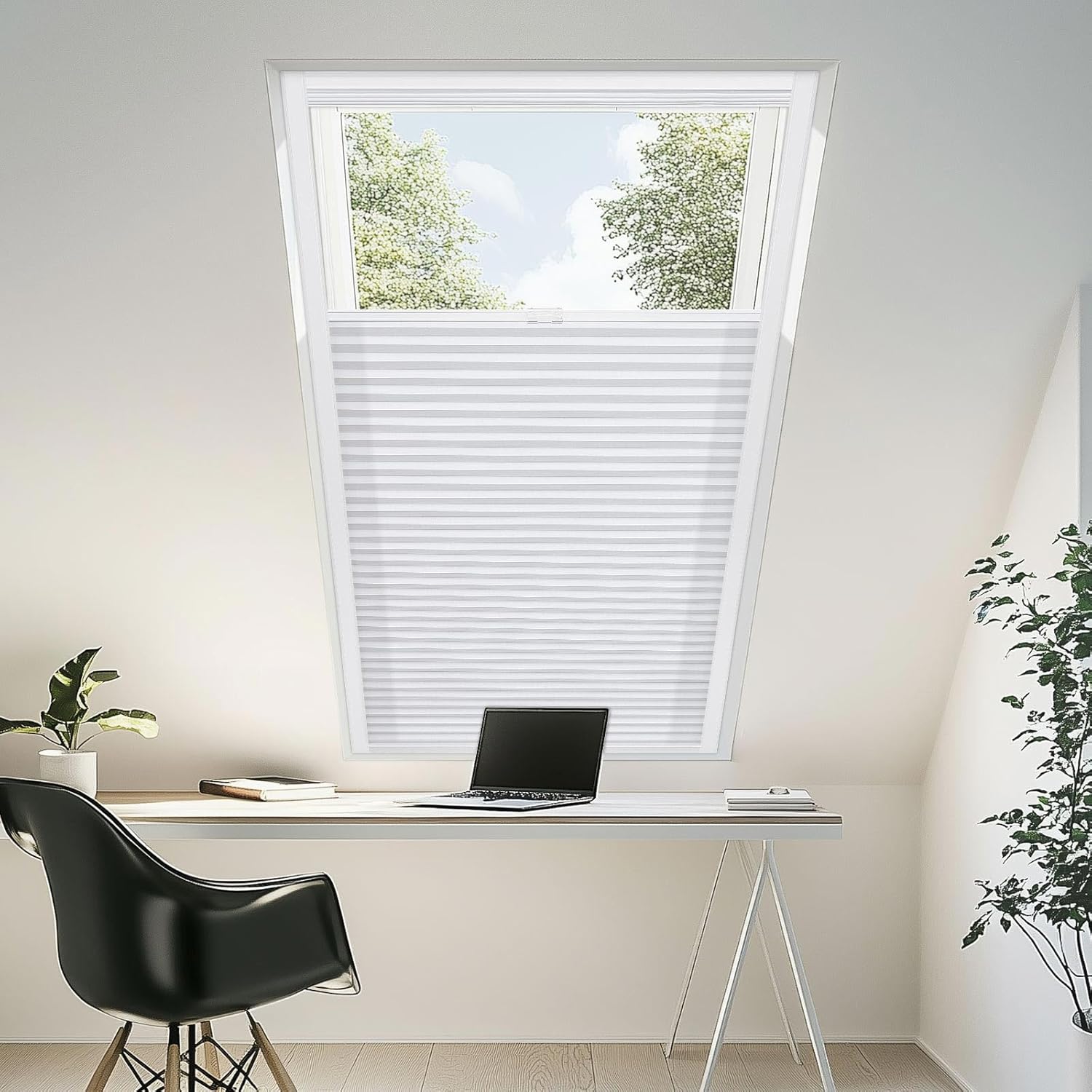 Keego Skylight Shades Cordless Honeycomb Blinds Manual 9/16" Single Cell Thermal Insulated Cellular Blinds for Skylight Roof Inclined Plane Room Windows Custom Size Grey Light Filtering