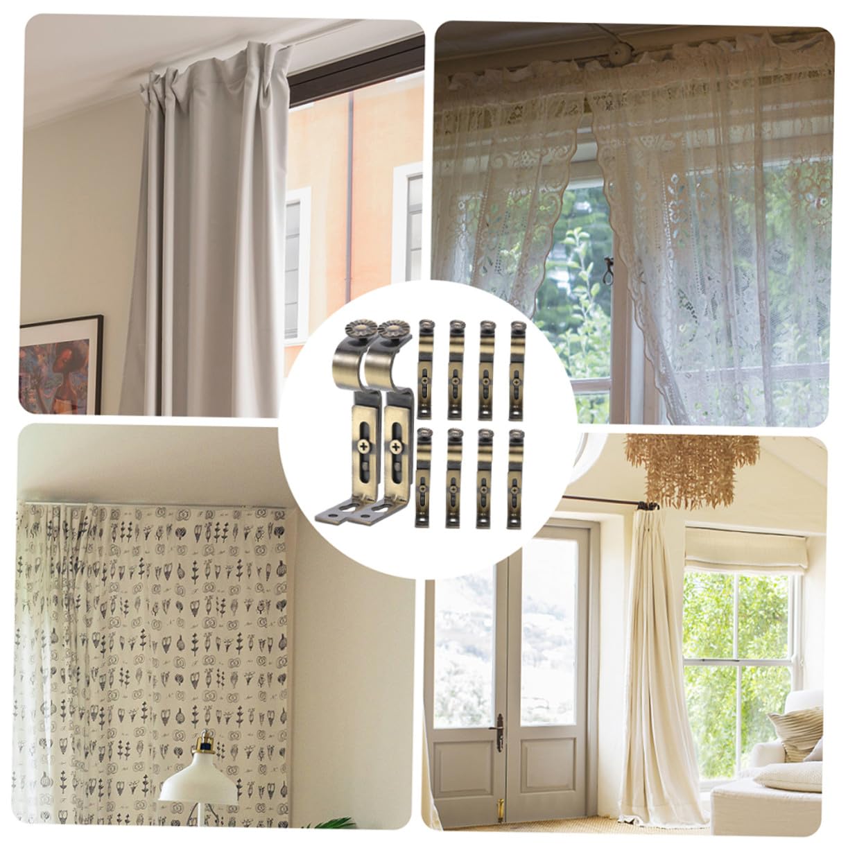 Supporti per Aste per Tende in Ferro 10 Pezzi Finitura Bronzo per Tende Pesanti e Bastoni da Finestra Uso Soggiorno Camera da Letto Ufficio Cucina