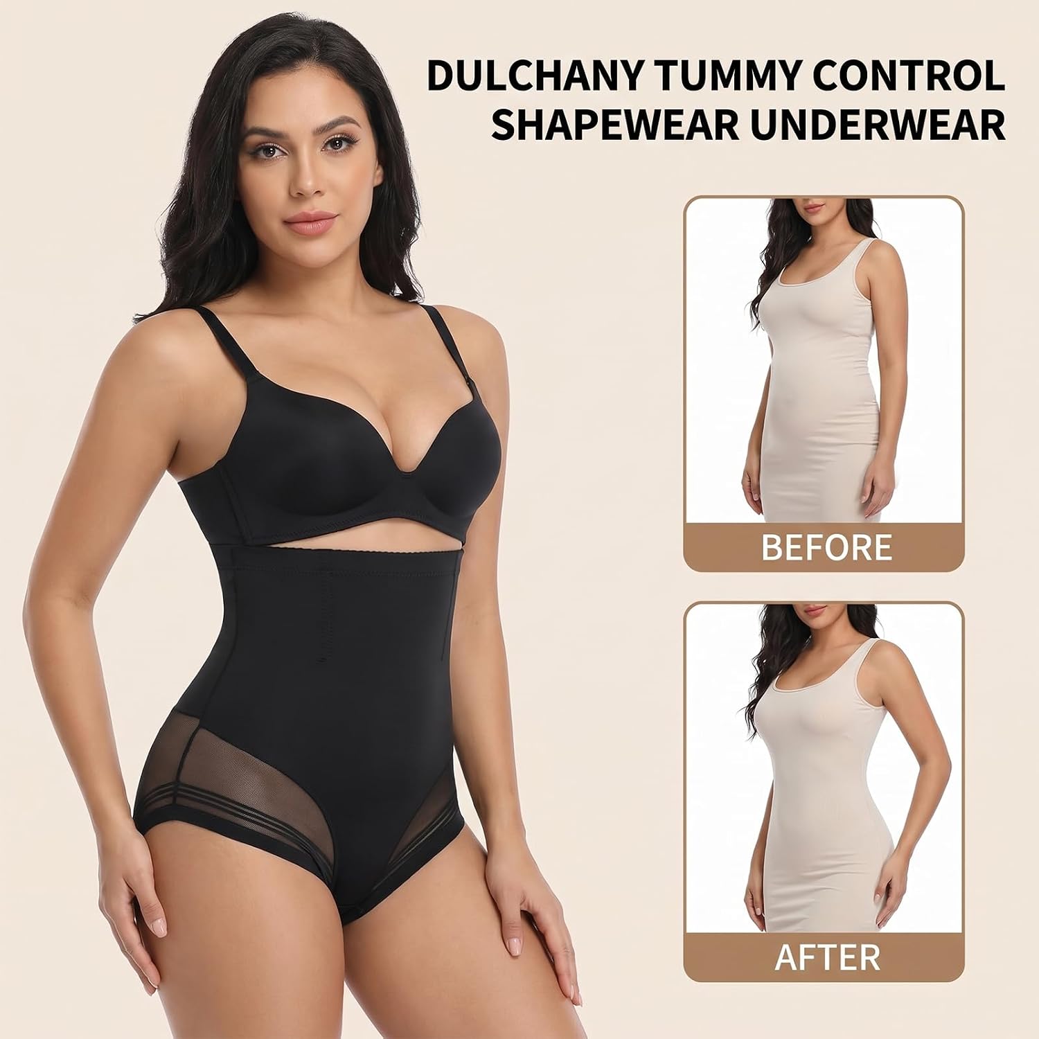 Womens Shapewear Underwear, Tummy Control Underwear High Waist Shaping Briefs Girdle for Women Tummy Control Girdle Panty Black