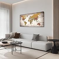 Vista 4 de B0575 - Póster de mapa del mundo, lienzo para pared, diseño moderno de mapa enmarcado del mundo, decoración de oficina en casa, mapas, impresiones