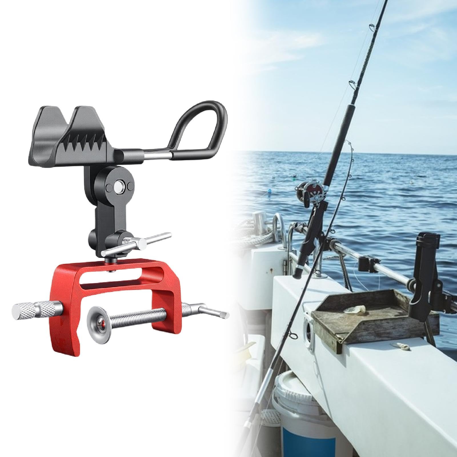 Sharplace Supporto per Canna da Pesca da Barca, Versatile, Antiscivolo, in Lega di Alluminio, per Kayak, Bordi di Banchine E Ringhiere.