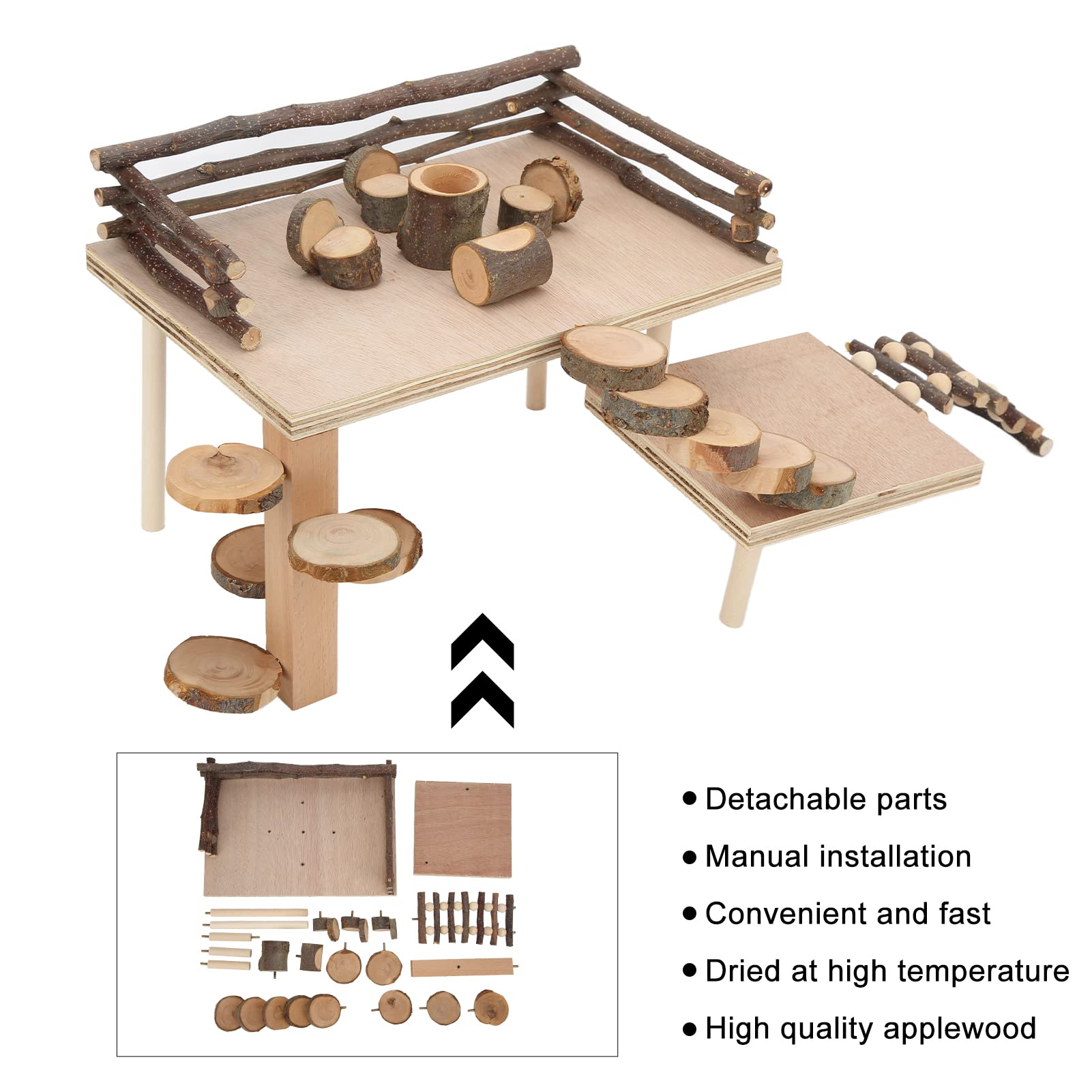 Sistema di Parco Giochi in Legno di Criceto, Set di Giochi in Legno Naturale per Criceti Sistema di Arrampicata Vivente per Criceti per Piccoli Animali Domestici