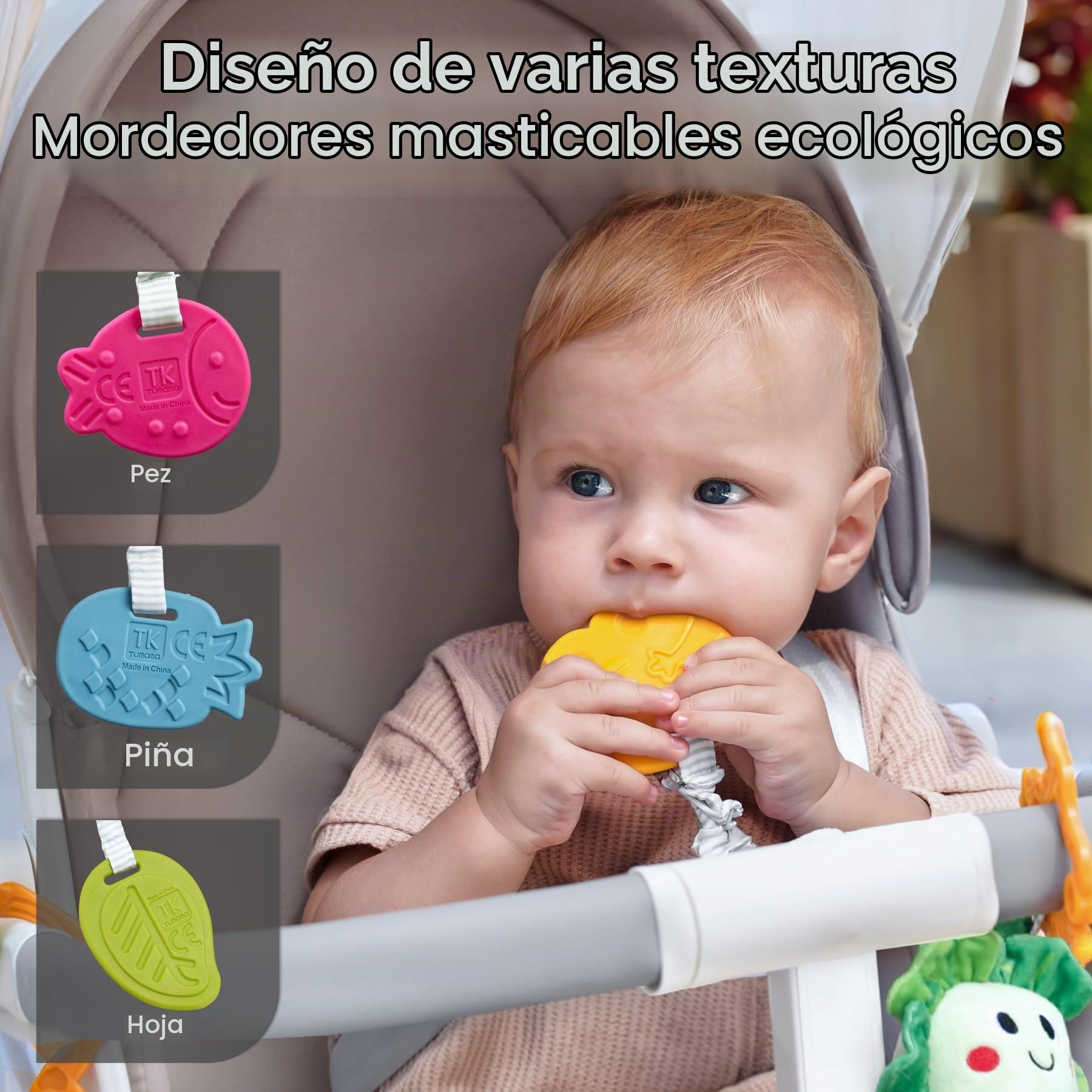 TUMAMA KIDS Juguetes Colgantes para Bebés 3 6 9 12 Meses, Colgantes para cochecitos de bebé,Sonajero recién Nacido, Planta de Peluche con Juguete de Agarre, Sonajeros Suaves Juguetes para Bebés