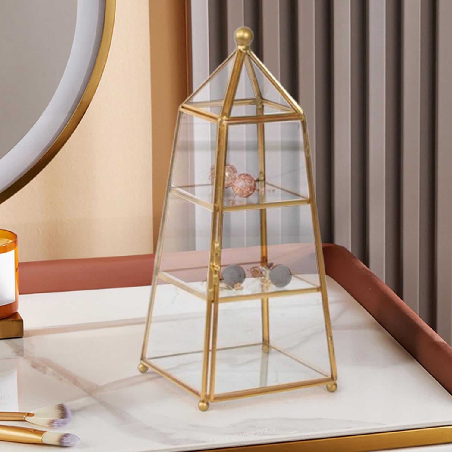 Glass Jewelry Box Jewelry Display Case Dressing Table Clear Creative Decorative Container Cosmetic Storage Case for Bracelets