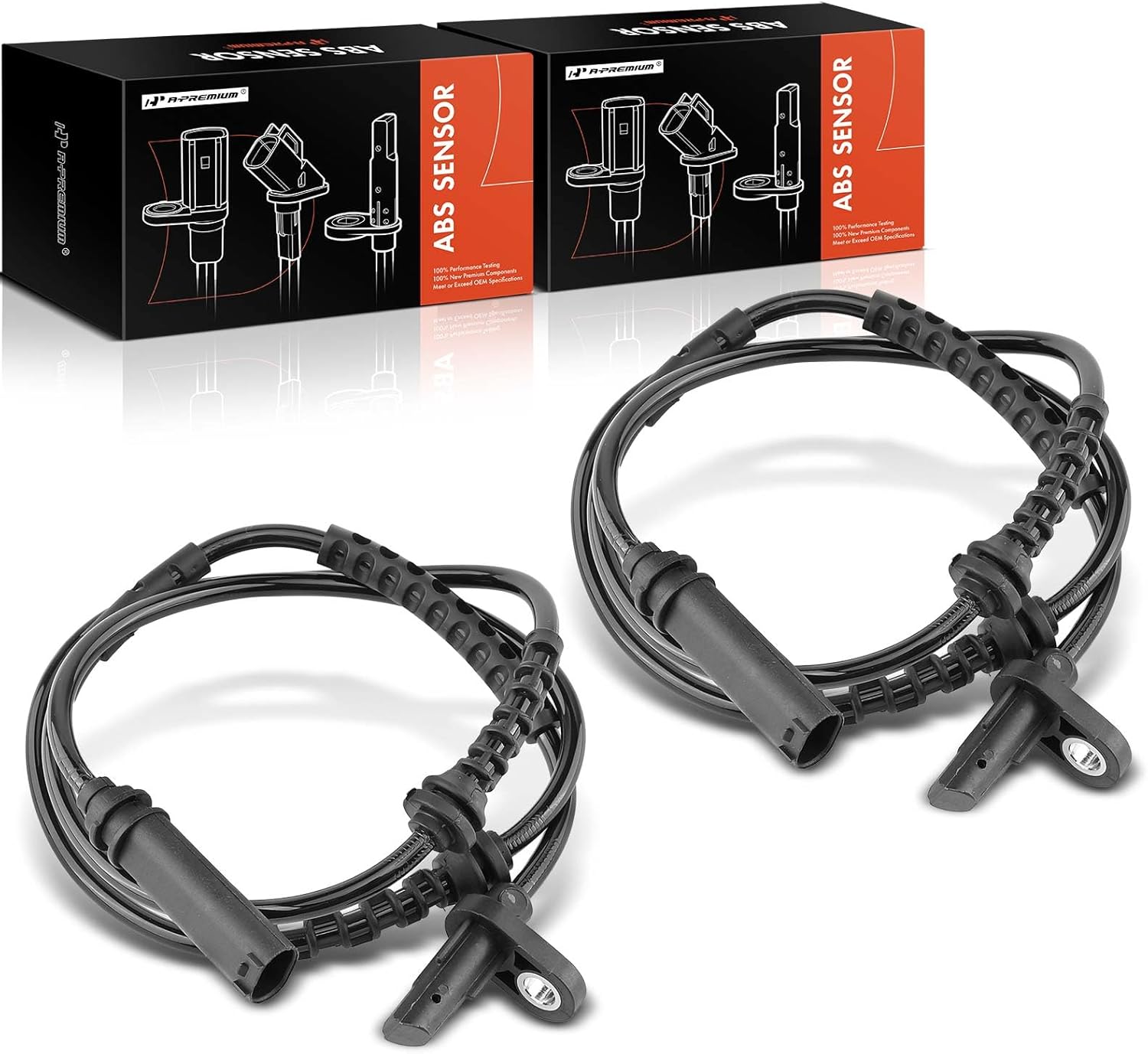 A-Premium 2pcs Front ABS Wheel Speed Sensor Compatible with BMW Models - 528i xDrive, 535d xDrive, 535i GT xDrive, 535i xDrive, 550i GT xDrive, 640i xDrive, 650i xDrive, 750i xDrive, Alpina B7L xDrive