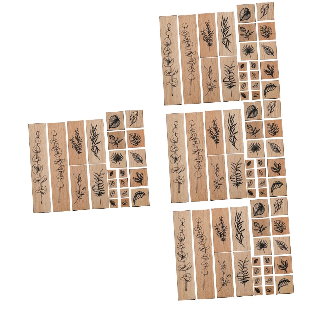 DOITOOL 4 Juegos Juego de focas de plantas mini sellos suministros de diario almohadillas para decoración sello de madera retro álbum de recortes herramienta de bricolaje