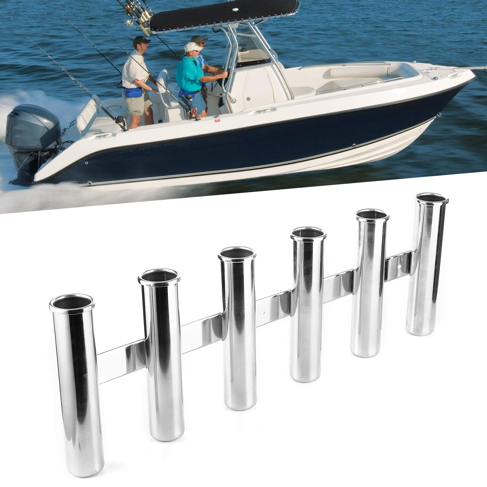 Generic 6 Rohre Marine Edelstahl Angelrutenhalter Boot Yacht Halterung für Rutenauflagen und Halter