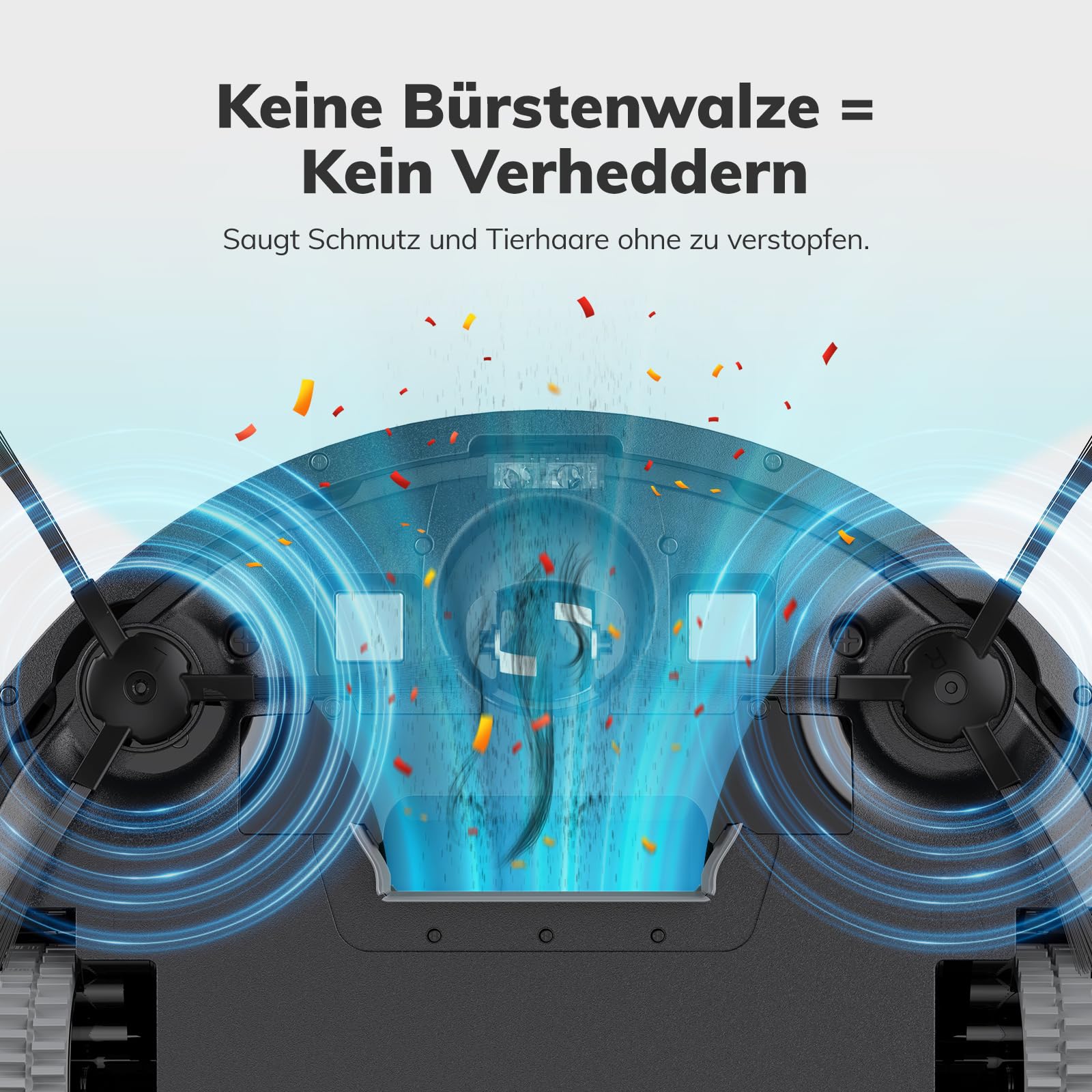Saugroboter, Bürstenloses Design Staubsauger Roboter, Starkes Saugen, Selbstladend, Fernbedienung, Flach, Geeignet für Tierhaare & Hartböden, E3