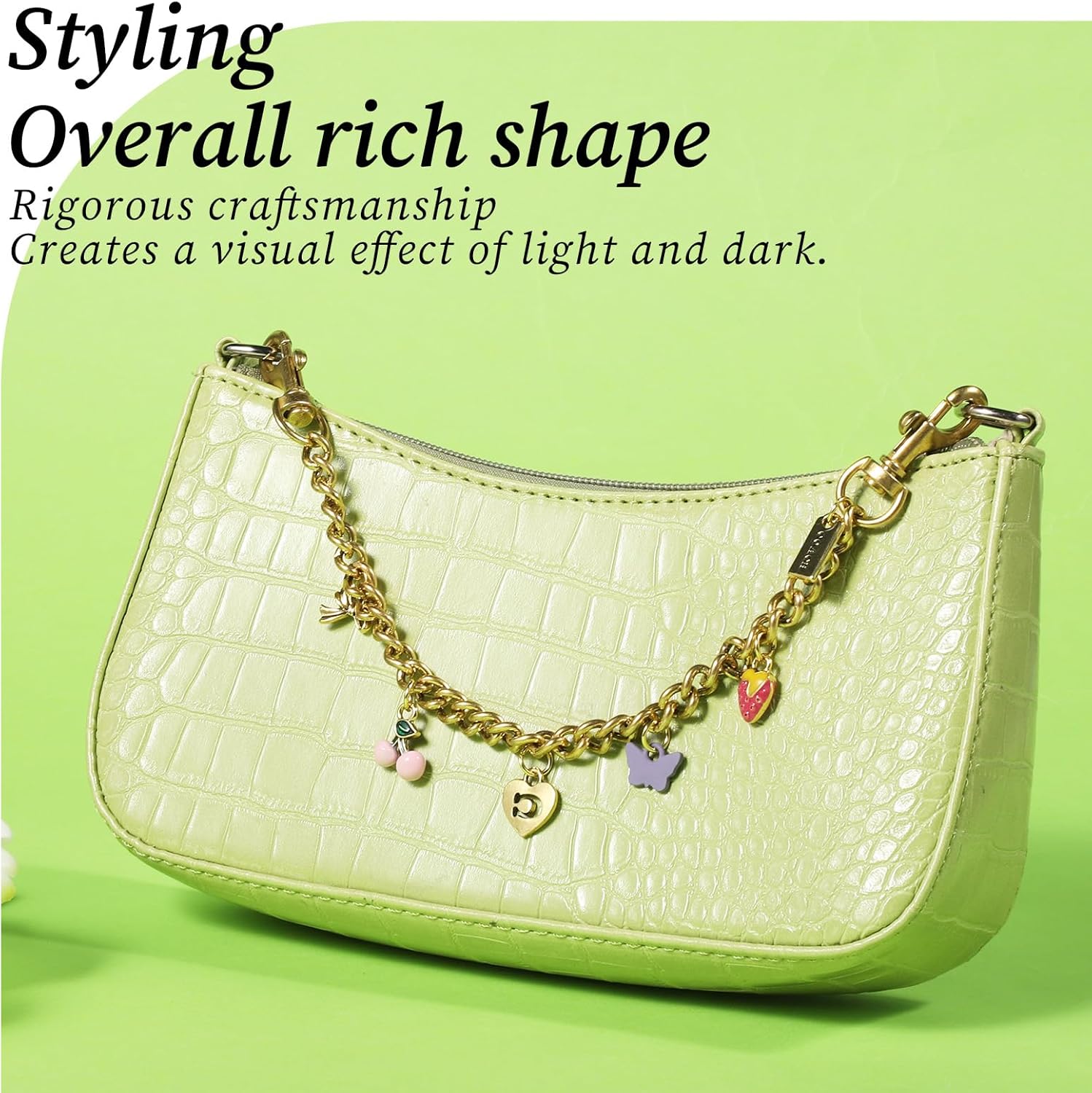 Cherry Charms, Purse Extender Chain, Two Point Bag Charm Chain with Lobster Clasp, Butterfly Purse Chains, Purse Chain Charm, Purse Accessories for Women (Antique Gold) - Image 6