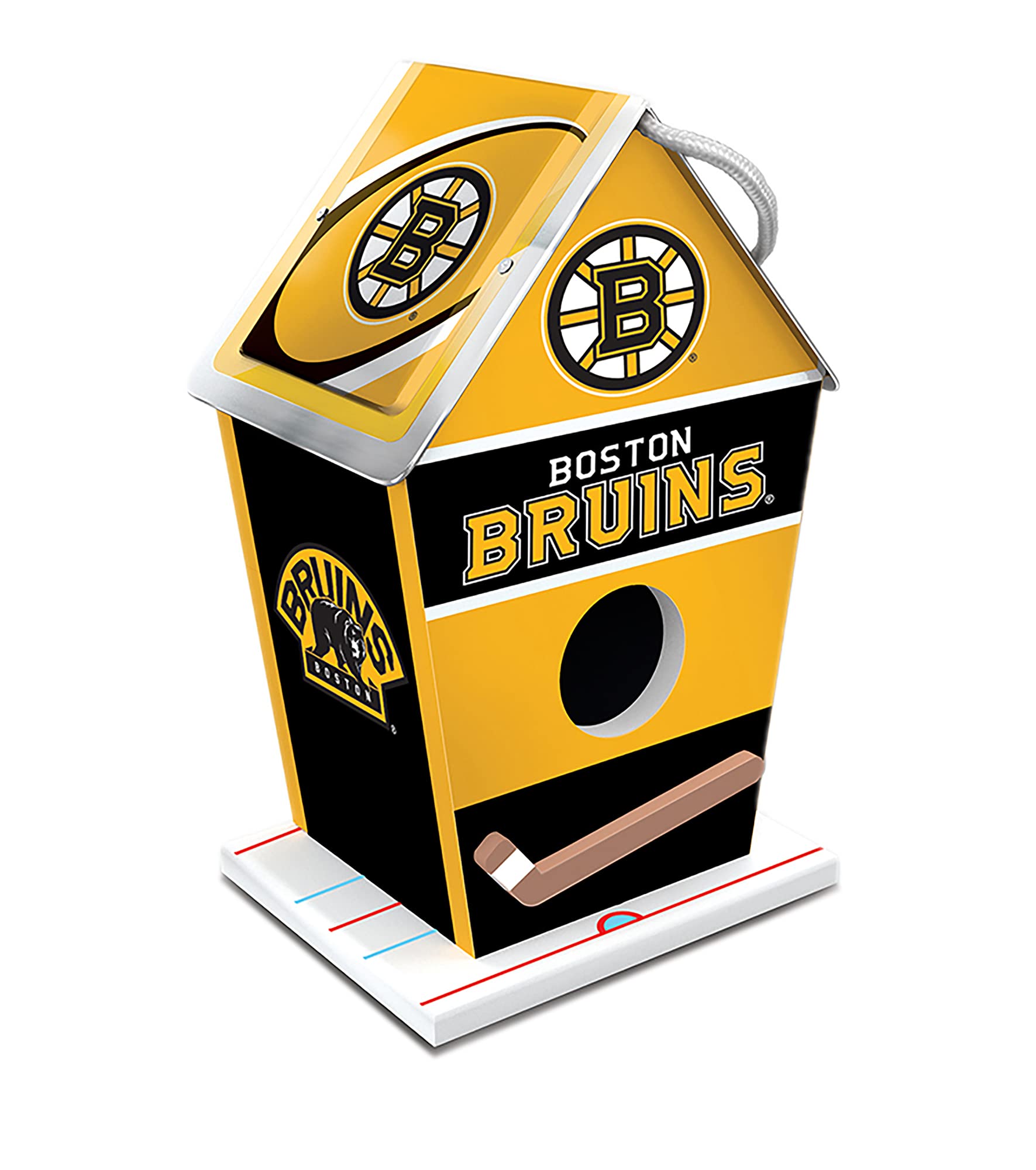 Nichoir en bois Boston Bruins pour égayer un espace extérieur austère
