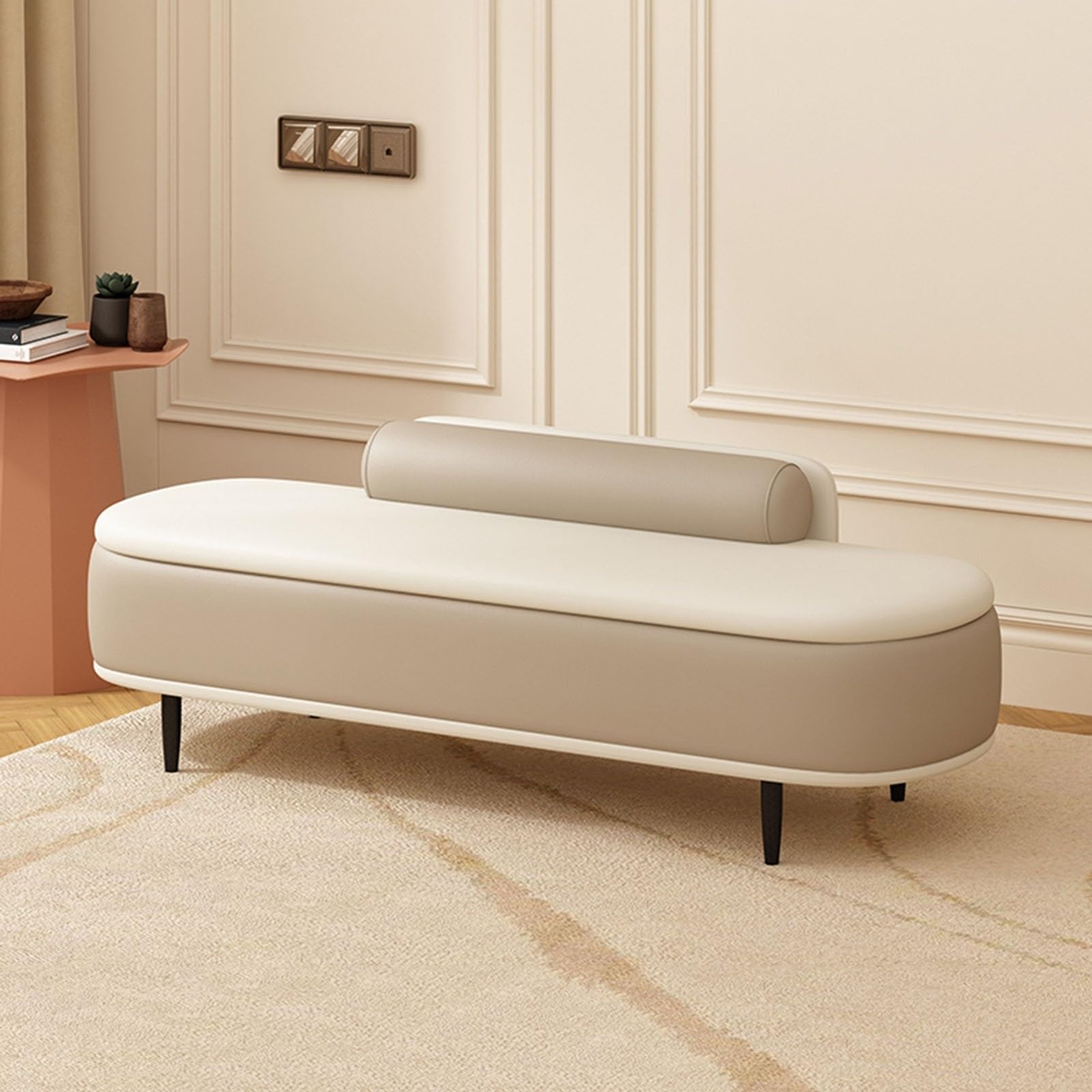 Banc ottoman en cuir camel pour illuminer votre entrée ou sublimer le bout de lit