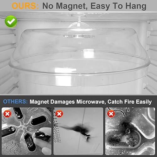 Miniatura 5 de Cubierta 3 en 1 para microondas con gancho superior para alimentos y tapete versátil, 12 pulgadas como soporte para platos, 10 pulgadas para cuenco,