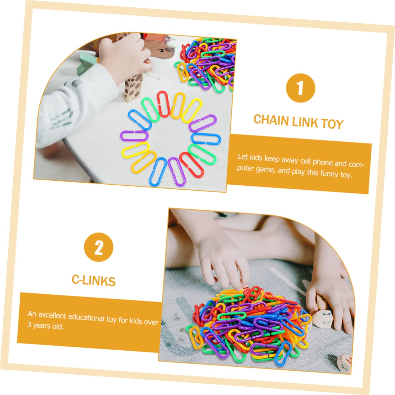 BESPORTBLE 150 pièces Maillons C Clips Plastique Colorés Éducatif Interactif