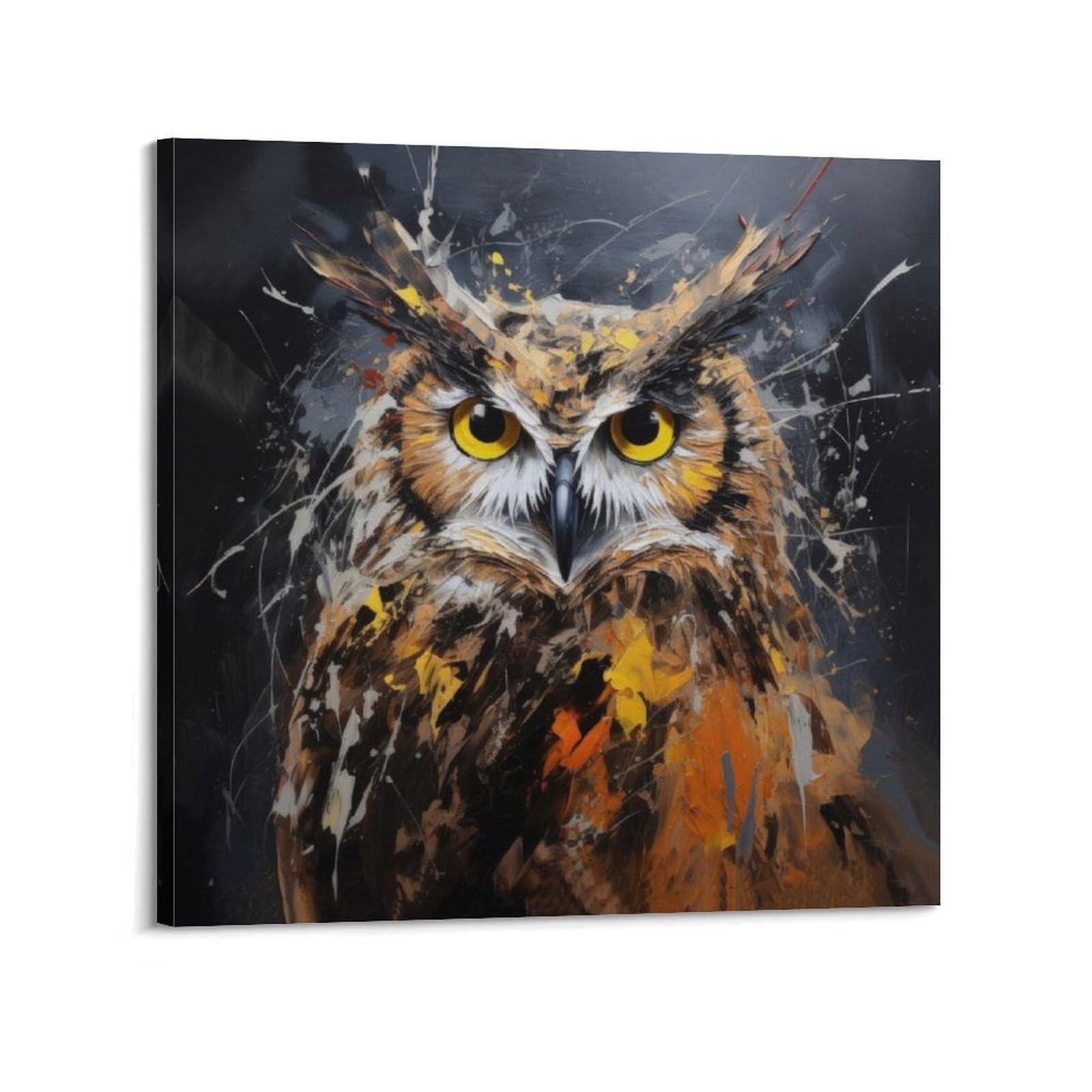 Xkuga Boys Frame-Style Birds Animal Poster Portrait Wildlife Mystery Totem Owl Modern Decorative Canvas Prints - Ideal Wall Art For Family, Man Cave, Game Room, & Girls Bedroom 28X28inch(70X70cm)