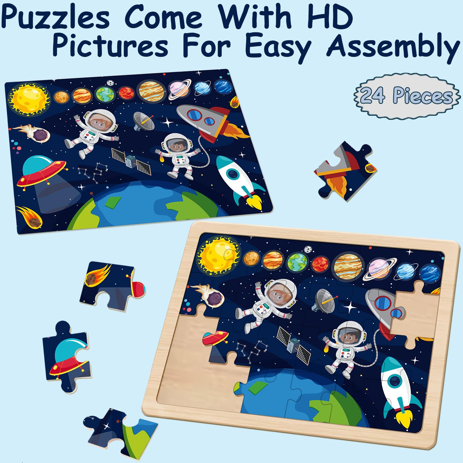 Puzzles for Kids Ages 4-6, 24 Pieces Woodens Puzzle for Toddlers Ages 3 4 5 6 Year Olds Kids Puzzles Children Puzzle for Boys and Girls Educational Toys - Image 4